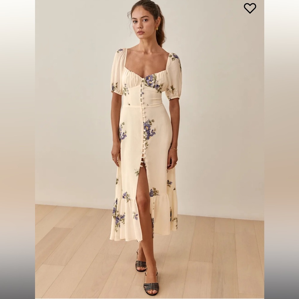 Reformation Charlee Floral Dress, Macadamia, 10 - Picture 2 of 9